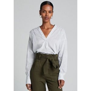 NEW A.L.C. Laurie Stripe V Neck Tunic Top 8